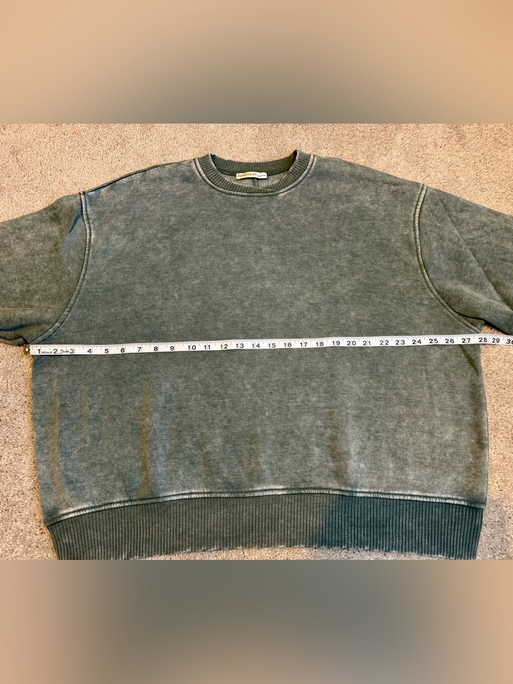 NWT (Bag) Zenana Outfitters Acid Washed Ash Jade Crewneck Sweater | S/M & L/XL - Picture 5 of 12
